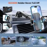 Upgraded 3-in-1 Car Phone Holder Mount [Powerful Suction] Phone Mount for Car Dashboard Air Vent Windshield,for All iPhone Android Phone (Black) - Image 7