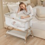 Baby Bassinet Bedside Crib, 3-in-1 Baby Bassinet Bedside Sleeper with Mattress and Soft, Breathable Sheet, Full-Mesh Sides, 6-Height Adjustable, Stable and Secure Crib for Newborns - Image 3
