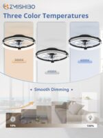 ZMISHIBO Low Profile Ceiling Fans with Lights and Remote, 20 Inch Flush Mount Ceiling Fan with Light, 3000K-6000K Dimmable Fandelier LED Fan Light, 6 Wind Speeds Black Ceiling Fans for Bedroom - Image 3