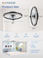 ZMISHIBO Low Profile Ceiling Fans with Lights and Remote, 20 Inch Flush Mount Ceiling Fan with Light, 3000K-6000K Dimmable Fandelier LED Fan Light, 6 Wind Speeds Black Ceiling Fans for Bedroom - Image 7