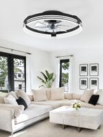 ZMISHIBO Low Profile Ceiling Fans with Lights and Remote, 20 Inch Flush Mount Ceiling Fan with Light, 3000K-6000K Dimmable Fandelier LED Fan Light, 6 Wind Speeds Black Ceiling Fans for Bedroom - Image 8