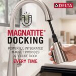 Delta Nicoli Brushed Gold Kitchen Faucet with Pull Down Sprayer, Modern Single Hole Kitchen Sink Faucet, Single Handle, Champagne Bronze 19867LF-CZ - Image 4