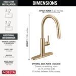 Delta Nicoli Brushed Gold Kitchen Faucet with Pull Down Sprayer, Modern Single Hole Kitchen Sink Faucet, Single Handle, Champagne Bronze 19867LF-CZ - Image 5