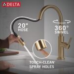 Delta Nicoli Brushed Gold Kitchen Faucet with Pull Down Sprayer, Modern Single Hole Kitchen Sink Faucet, Single Handle, Champagne Bronze 19867LF-CZ - Image 7