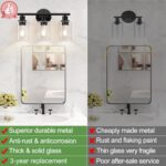 3-Light Bathroom Light Fixtures, Black Modern Vanity Lights with Clear Glass Shade, Bathroom Wall Lamp for Mirror Kitchen Living Room Hallway Cabinet Porch - Image 3