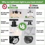 3-Light Bathroom Light Fixtures, Black Modern Vanity Lights with Clear Glass Shade, Bathroom Wall Lamp for Mirror Kitchen Living Room Hallway Cabinet Porch - Image 5