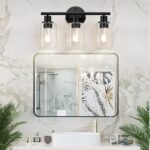 3-Light Bathroom Light Fixtures, Black Modern Vanity Lights with Clear Glass Shade, Bathroom Wall Lamp for Mirror Kitchen Living Room Hallway Cabinet Porch - Image 6