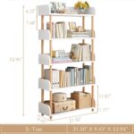 5-Tier Wooden Open Bookcase - Modern Display Bookshelf with Side Panels and Solid Wood Frame for Home and Office, Shelf Unit in Warm White - Image 3