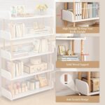 5-Tier Wooden Open Bookcase - Modern Display Bookshelf with Side Panels and Solid Wood Frame for Home and Office, Shelf Unit in Warm White - Image 7