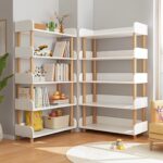 5-Tier Wooden Open Bookcase - Modern Display Bookshelf with Side Panels and Solid Wood Frame for Home and Office, Shelf Unit in Warm White - Image 9