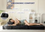 MAXYOYO Convertible Sofa Bed, Fold Out Loveseat Sleeper Sofa with Pillow, 4 in 1 Tufted Folding Couch Bed Foam Floor Couch, Lazy Chair for Living Room Bedroom Guest Room, Black - Image 7
