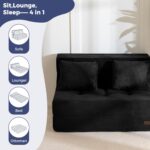 MAXYOYO Convertible Sofa Bed, Fold Out Loveseat Sleeper Sofa with Pillow, 4 in 1 Tufted Folding Couch Bed Foam Floor Couch, Lazy Chair for Living Room Bedroom Guest Room, Black - Image 9
