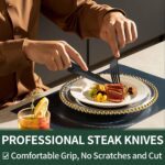24-Piece Black Silverware Set with Steak Knives, Black Flatware Set for 4, Food-Grade Stainless Steel Tableware Cutlery Set, Mirror Finished Utensil Sets for Home Restaurant - Image 5