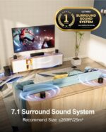 ULTIMEA 7.1ch Sound Bar with Subwoofer, Virtual Surround Sound System for TV, Sound Bar for Smart TV with 4 Surround Speakers, Peak Power 330W, TV Soundbar with App Control, Opt/AUX/BT, Aura A40 - Image 3