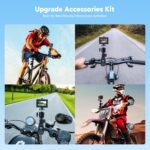 AKASO Brave 4 Action Camera with Waterproof Floating Hand Grip and Carry Bag Bundle - 4K30 20MP Ultra Hd EIS 131ft Underwater Camera 5xZoom Dual Screen with Helmet and Bicycle Accessories Kit - Image 8