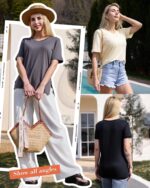 GAYHAY Womens V Neck T Shirts Oversized Loose Fit Short Sleeve Tops Casual Summer Vacation 2025 - Image 3