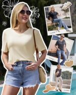 GAYHAY Womens V Neck T Shirts Oversized Loose Fit Short Sleeve Tops Casual Summer Vacation 2025 - Image 4