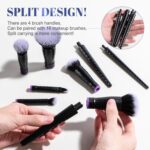 BS-MALL Travel Makeup Brushes – Professional and Durable 16-piece Set Detachable Rotating Handles, Eco-Friendly Design, Comes with Storage Barrel(Black case) - Image 6