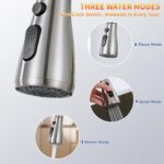 Kitchen Faucets with Pull Down Sprayer, High Arc Single Handle Stainless Steel Commercial Kitchen Faucet 1 or 3 Hole Sink Faucet for Farmhouse Camper Laundry Rv Bar, Brushed Nickel - Image 4