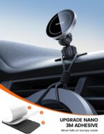 Lamicall 15W Wireless Car Mount Charger - [3-in-1 Upgraded Intelligent Chip] 360° Wireless Car Phone Holder Vent Dashboard Magnetic Car Charger for iPhone 16 Pro Max Silver - Image 6
