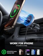 Lamicall 15W Wireless Car Mount Charger - [3-in-1 Upgraded Intelligent Chip] 360° Wireless Car Phone Holder Vent Dashboard Magnetic Car Charger for iPhone 16 Pro Max Silver - Image 9