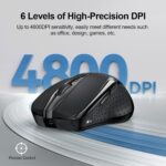 TECKNET Wireless Mouse Rechargeable, 2.4G USB-A Silent Mouse, Quiet Click, 6 Adjustable 4800 DPI, Cordless Computer Mice, Ergonomic Mice for Laptop, 6 Buttons for Chromebook, Ergo Grip - Black - Image 7