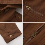 Mens Casual Washed Cotton Military Jacket Warm Canvas Windbreaker - Image 4