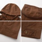 Mens Casual Washed Cotton Military Jacket Warm Canvas Windbreaker - Image 5