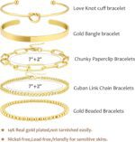 14K Real Gold Plated Bracelets for Women Stack,Bangle Cuff Bracelet Set Non Tarnish Jewelry for Women Trendy - Image 4