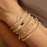 14K Real Gold Plated Bracelets for Women Stack,Bangle Cuff Bracelet Set Non Tarnish Jewelry for Women Trendy - Image 6
