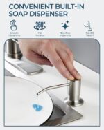 FORIOUS Kitchen Faucet with Soap Dispenser, Bar Burhsed Nickel Stainless Steel Single Handle Modern Spring Commercial Sink Faucet with Pull Down Sprayer for RV Camp Bar Farmhouse - Image 8