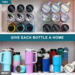 LARGER Compartment - Stackable Water Bottle Organizer Holder - for Stanley & Others' Large Tumbler - Clear Wine Rack, Cup Bottle Holder for Cabinet Home Countertop Fridge Pantry Shelf, 3 Tier Hold 9 - Image 4