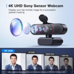 EMEET C960 4K Webcam for PC, 4K UHD Sony Sensor, PDAF Auto Focus, Dual AI Noise-Cancelling Mics, Auto Light Correction, 73° FOV, Plug&Play Webcam w/Privacy Cover, Works w/Zoom/Teams/Skype/Google Meet - Image 3