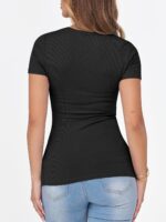 ANRABESS Women Short Sleeve Crewneck Ribbed Knit Slim Fitted Shirts Summer Tops Basic Tee T-Shirt Casual Spring 2025 Clothes - Image 7