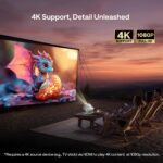 Aurzen BOOM mini Google TV 4K Supported Smart Projector with WiFi and Bluetooth, Outdoor & Home Movie Projector with 20W Speakers DoIby Audio, Real-Time Focus & Keystone, 500 ANSI Lumens, Off-white - Image 4