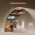 Aurzen BOOM mini Google TV 4K Supported Smart Projector with WiFi and Bluetooth, Outdoor & Home Movie Projector with 20W Speakers DoIby Audio, Real-Time Focus & Keystone, 500 ANSI Lumens, Off-white - Image 6