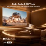 Aurzen BOOM mini Google TV 4K Supported Smart Projector with WiFi and Bluetooth, Outdoor & Home Movie Projector with 20W Speakers DoIby Audio, Real-Time Focus & Keystone, 500 ANSI Lumens, Off-white - Image 9