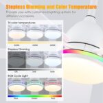 Ceiling Fans with Lights, 52 Inch Low Profile Ceiling Fan with Light and Remote Control,Reversible,RGB,3CCT, Dimmable,Quiet,White Ceiling Fan for Bedroom Indoor/Outdoor Use - Image 3