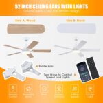 Ceiling Fans with Lights, 52 Inch Low Profile Ceiling Fan with Light and Remote Control,Reversible,RGB,3CCT, Dimmable,Quiet,White Ceiling Fan for Bedroom Indoor/Outdoor Use - Image 7