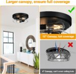 Black Flush Mount Ceiling Light Fixtures, 2-Light Ceiling Mount for Farmhouse with Seeded Glass Lampshade, Industrial Flush Mount Light Fixture Farmhouse for Hallway, Kitchen, Entryway and Foyer - Image 5