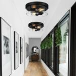 Black Flush Mount Ceiling Light Fixtures, 2-Light Ceiling Mount for Farmhouse with Seeded Glass Lampshade, Industrial Flush Mount Light Fixture Farmhouse for Hallway, Kitchen, Entryway and Foyer - Image 7