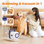 Dog Grooming Kit with Vacuum, All-in-One Pet Grooming Vacuum for Dogs and Cats, Low Noise Pet Hair Clipper & Shedding Brush, Dog Hair Remover, Cat Pet Groomer Set with Cleaning Brushes, White - Image 3