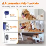 Dog Grooming Kit with Vacuum, All-in-One Pet Grooming Vacuum for Dogs and Cats, Low Noise Pet Hair Clipper & Shedding Brush, Dog Hair Remover, Cat Pet Groomer Set with Cleaning Brushes, White - Image 6