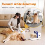Dog Grooming Kit with Vacuum, All-in-One Pet Grooming Vacuum for Dogs and Cats, Low Noise Pet Hair Clipper & Shedding Brush, Dog Hair Remover, Cat Pet Groomer Set with Cleaning Brushes, White - Image 7