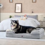 EHEYCIGA Orthopedic Dog Beds for Extra Large Dogs 44x32Inch, Waterproof Memory Foam XL Pet Bed with Sides, Non-Slip and Egg-Crate Foam Big Dog Couch Bed with Washable Removable Cover, Grey - Image 10