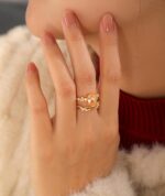 WFYOU Gold Rings for Women that Don't Tarnish Cubic Zirconia Ring Stackable Rings for Women Dainty 14K Gold Plated Rings Set Wedding Bands for Women Gold Jewelry Ring Size 6 7 8 9 10 - Image 4