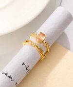 WFYOU Gold Rings for Women that Don't Tarnish Cubic Zirconia Ring Stackable Rings for Women Dainty 14K Gold Plated Rings Set Wedding Bands for Women Gold Jewelry Ring Size 6 7 8 9 10 - Image 6