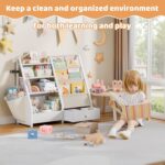 Kids Bookshelf and Toy Storage - Kids Book Shelf for Kids Rooms, Toddler Bookshelf Baby Bookcase for Nursery, Montessori Toy Organizer, White - Image 5