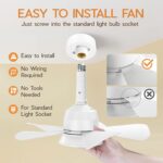 Ceiling Fans with Lights and Remote, Quiet Socket Fan Light with 5 Blades, 3 Color LED Dimmable, Low Profile Ceiling Fan with Light for Bedroom, Garage, Kitchen, Living Room, Patio - Image 7