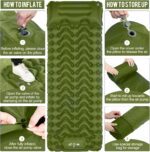 Sleeping Pad, Ultralight Inflatable Sleeping Pad for Camping, Built-in Pump, Ultimate for Camping, Hiking, Airpad, Carry Bag, Repair Kit, Compact & Lightweight Air Mattress(Green) - Image 5